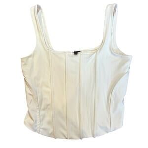 EXPRESS Women's Bustier Corset Tank LARGE Off White Body Contour Compression